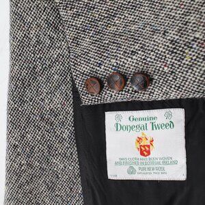 Vintage St Michael Tweed Jacket Mens 38L Grey Donegal Sport Coat Wool 42" chest